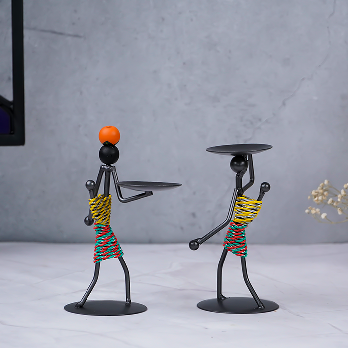 Colorful Tribal Candle Holder Figurines