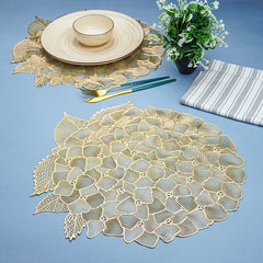 Gold Floral Cutout Table Mat with Hydrangea-Inspired Design