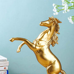 Golden Rearing Horse Figurine