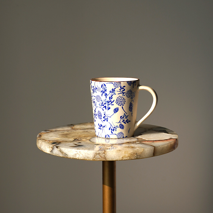 Ceramic Mug with Blue Floral Print