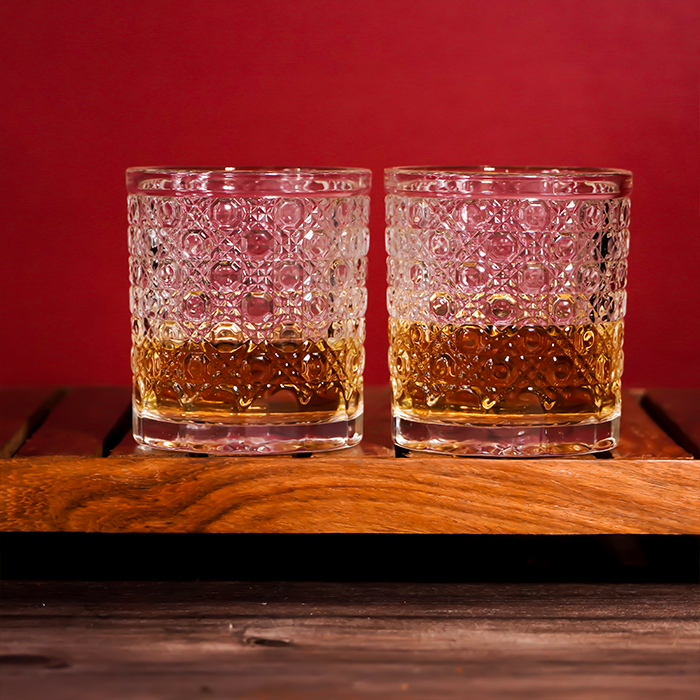 Clear Modern Geometric Pattern Whiskey Glasses - Set of 6