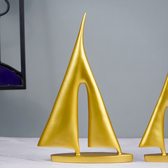 Gold Abstract Sailboat Sculptures