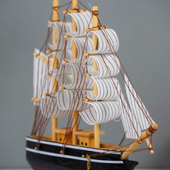 Black and White Model Ship Sculpture