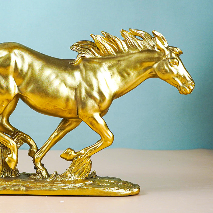 Golden Galloping Horse Figurine