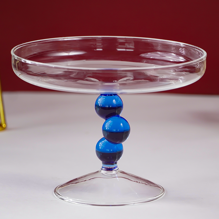 Glass Jewelry Holder with Blue Orb Stem