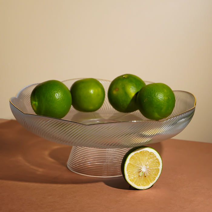 Translucent Ripple Glass Fruit Bowl - Large