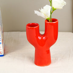 Bold Red Cactus-Inspired Vase