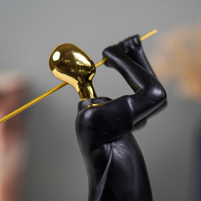 Black and Gold Golf Swing Figurine