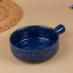 Blue Speckled Ceramic Bowl with Handle