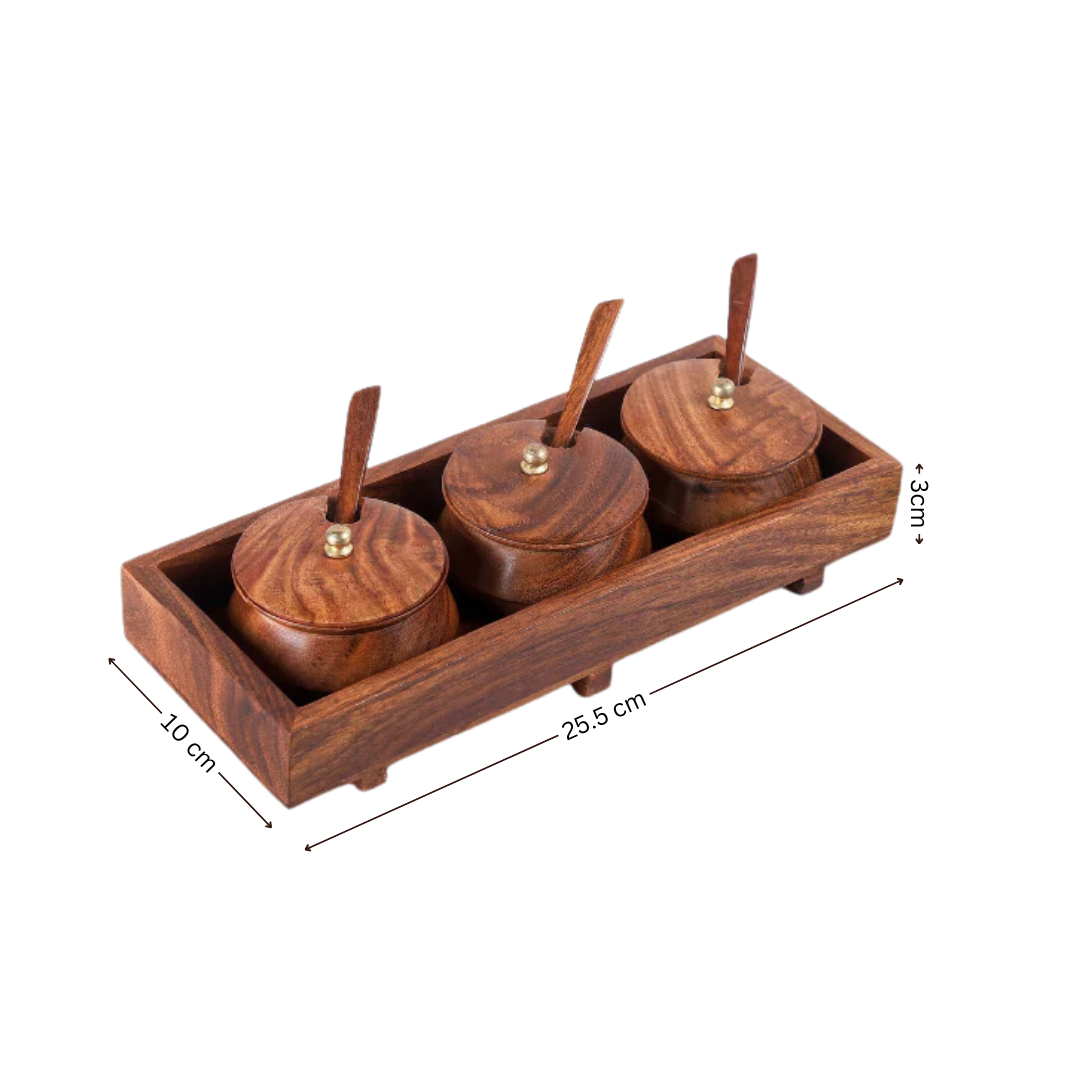 Wooden Chutney Box - Set of 3