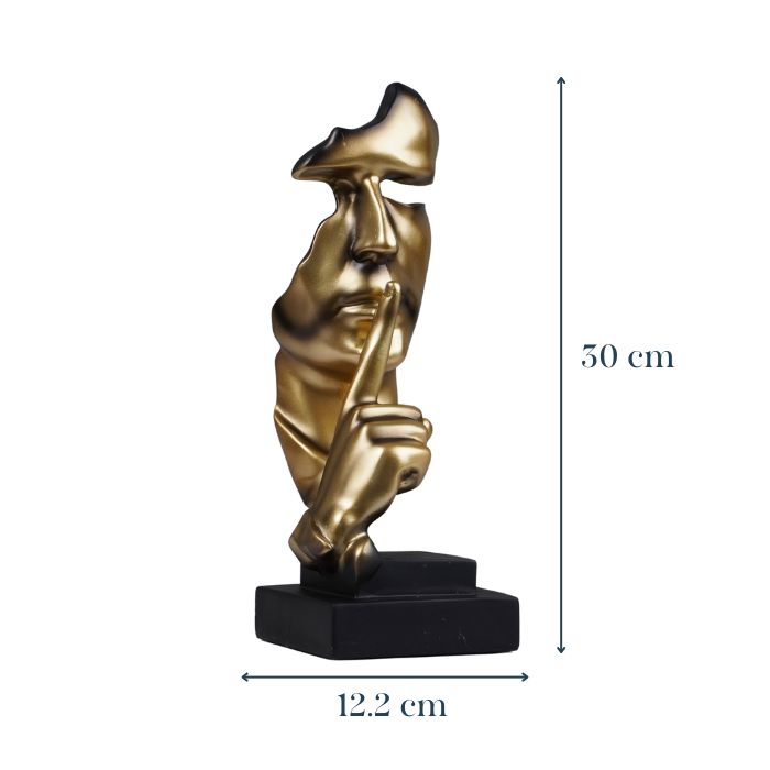 Gold Face Sculpture with Shhh Gesture