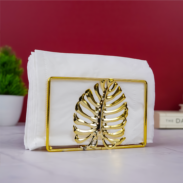 Gold Monstera Leaf Napkin Holder