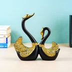 Black and Gold Swan Pair Figurines