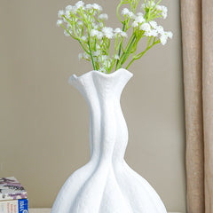 White Textured Wave Design Vase