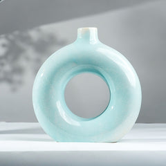 Pastel Blue Circular Vase with Open Center