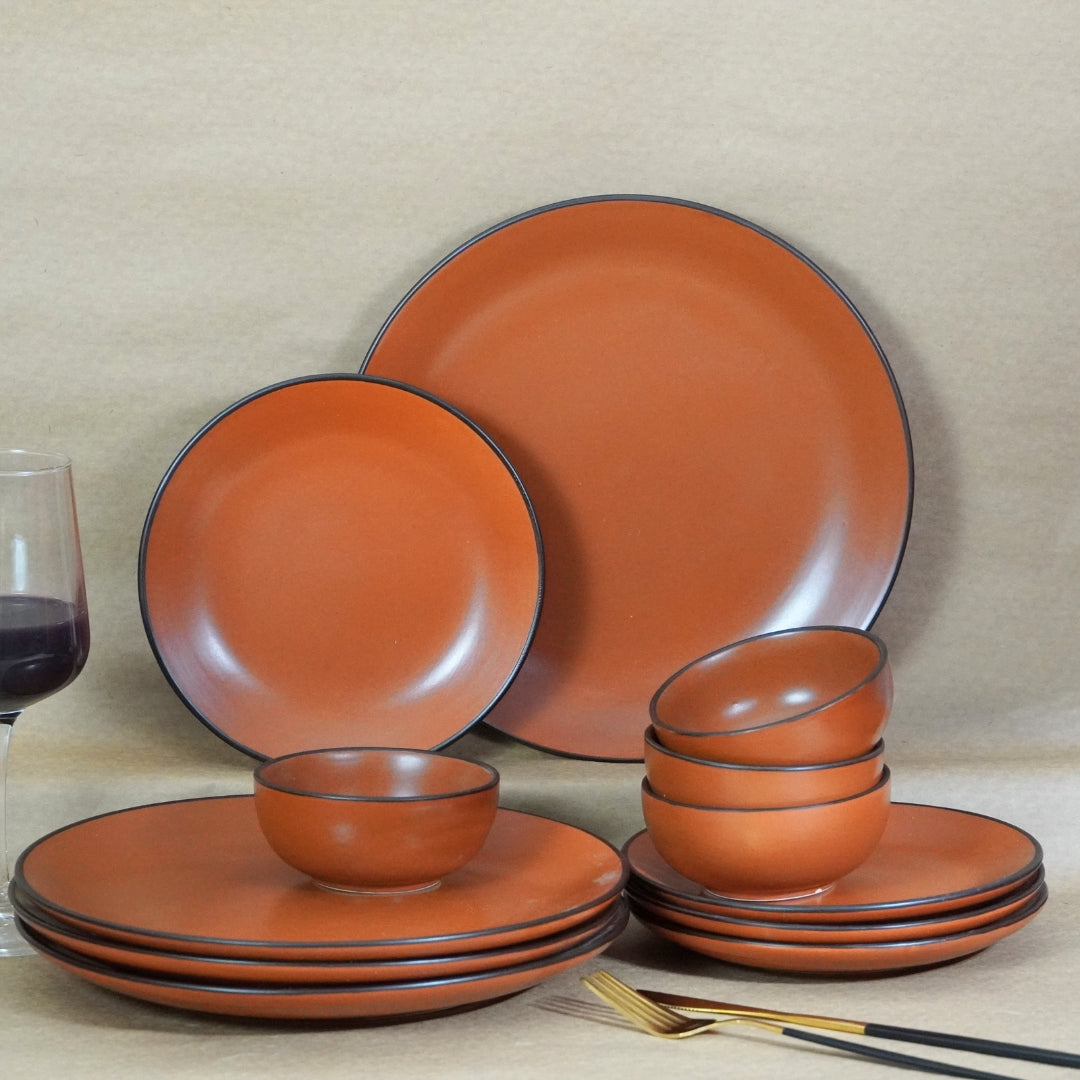 Rust Ceramic Dinner Set (Set of 12)