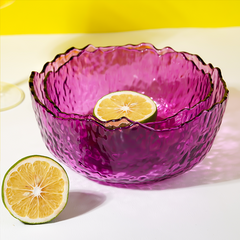 Vibrant Pink Wavy Glass Bowl Set of 2