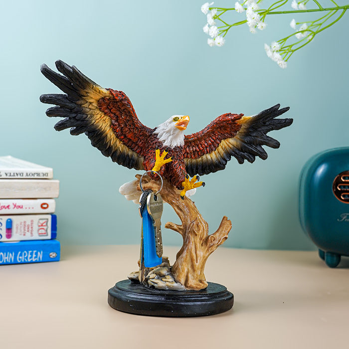 Bald Eagle Figurine on Wooden Perch