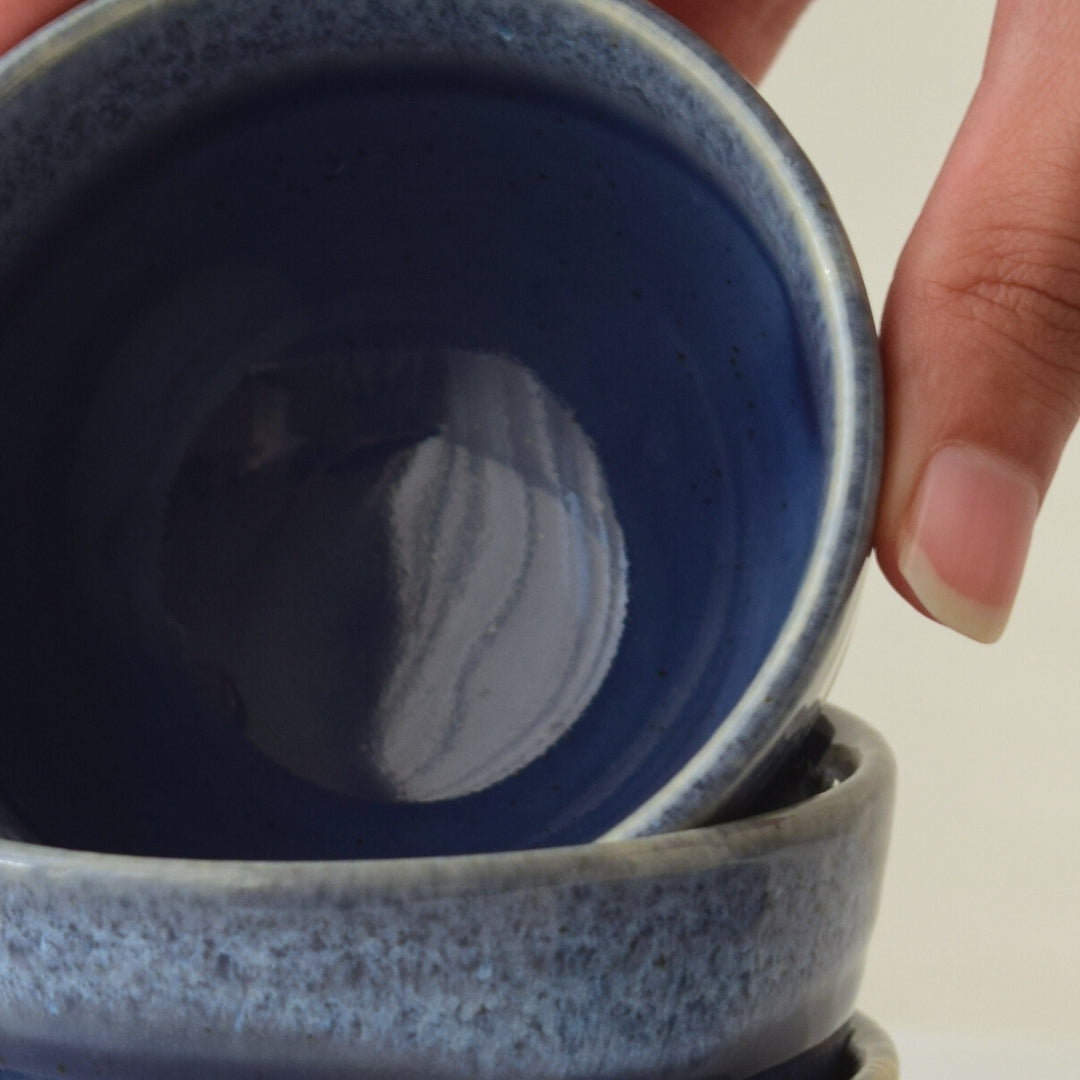 Blue Ceramic Small Bowl with Spiral Design