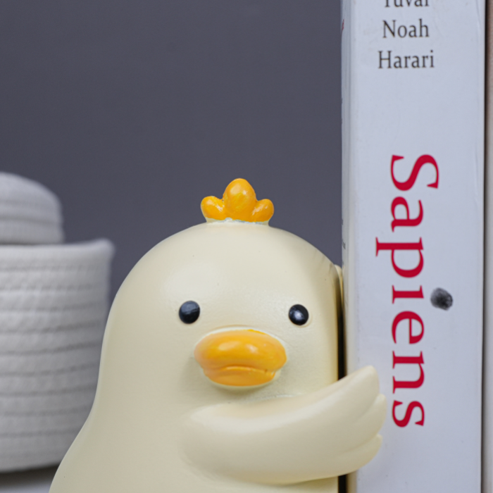 Yellow Ceramic Duck-Shaped Hugging Bookends