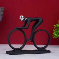 Black and Silver Cyclist Sculpture