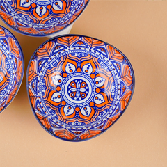 Blue & Orange Blaze Square Ceramic Bowls Set of 3