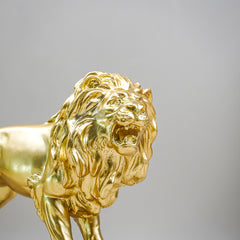 Golden Lion Figurine with Intricate Mane