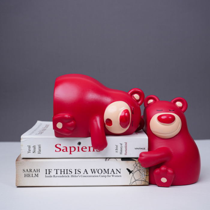 Adorable Red Bear Hug Bookends