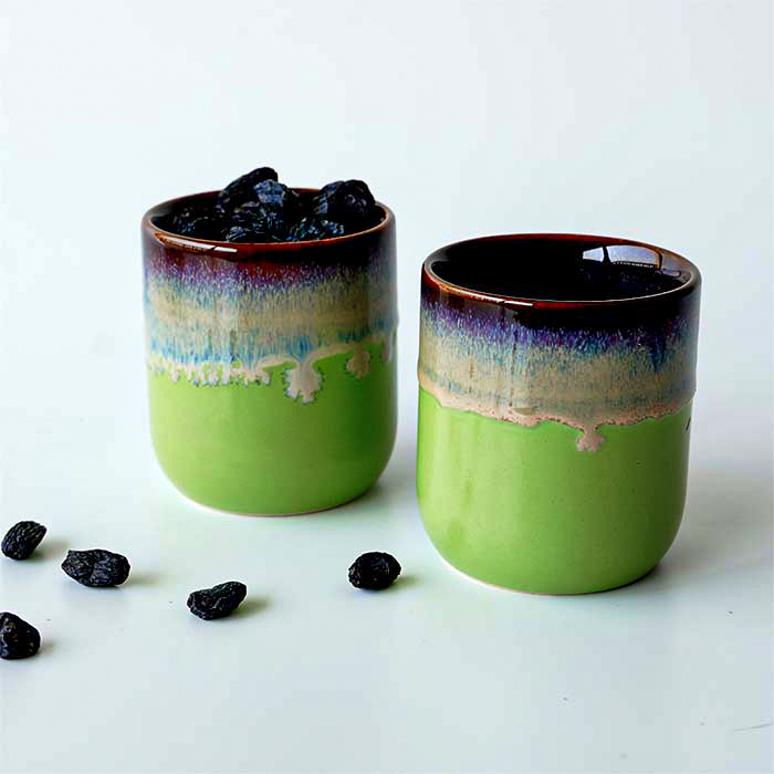 Ceramic Jars with Wooden Lids | Set of 2