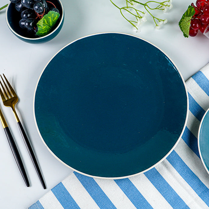 Deep Blue Ceramic Dinnerware - Set of 18