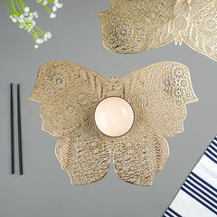 Gold Butterfly Cutout Table Mat with Intricate Floral Detailing