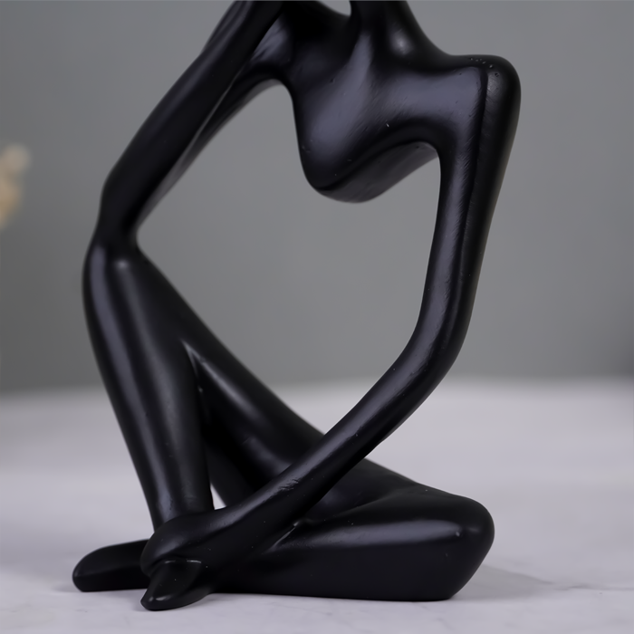 Black Abstract Thinker Sculpture with Modern Design