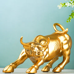 Gold Charging Bull Sculpture