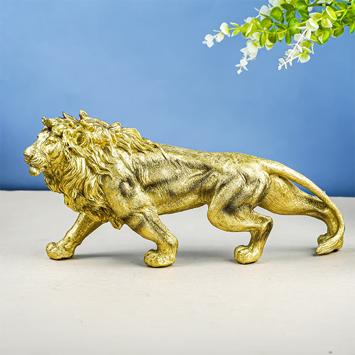 Gold Walking Lion Statue