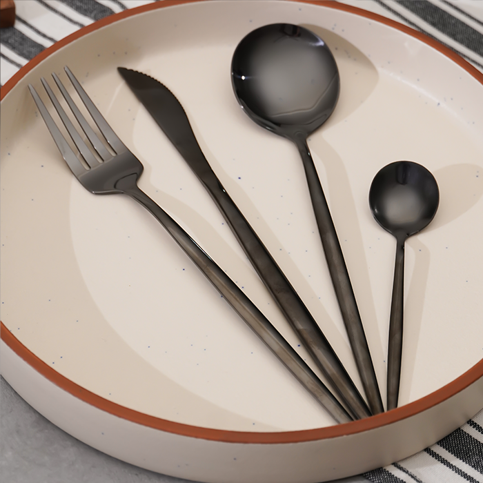 Matte Black Stainless Steel Cutlery Set of 4