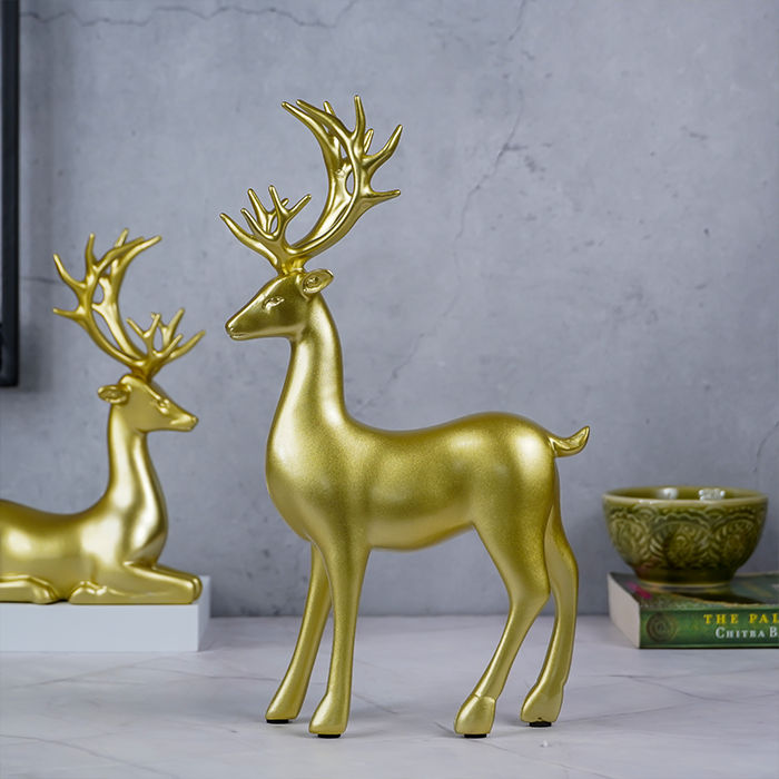 Gold Reindeer Statues