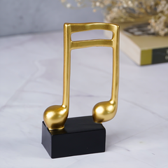 Gold Musical Note Figurine on Black Base