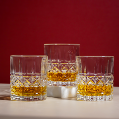 Diamond Grid Cut Design Whiskey Glasses - Set of 6