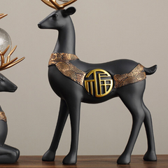 2Pcs Black Modern Deer Resin Figurines for Home Décor