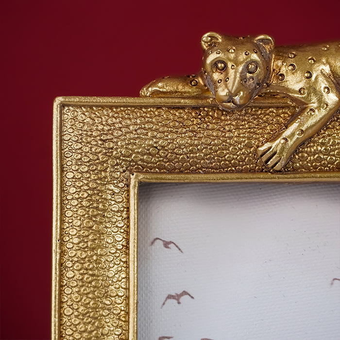 Gold Textured Photo Frame with Leopard Detail