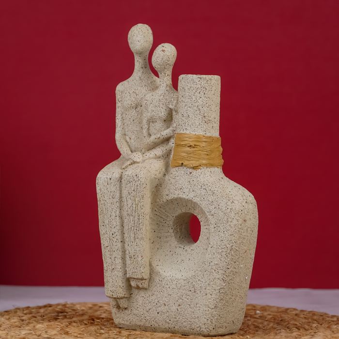 Contemporary Beige Abstract Couple Vase