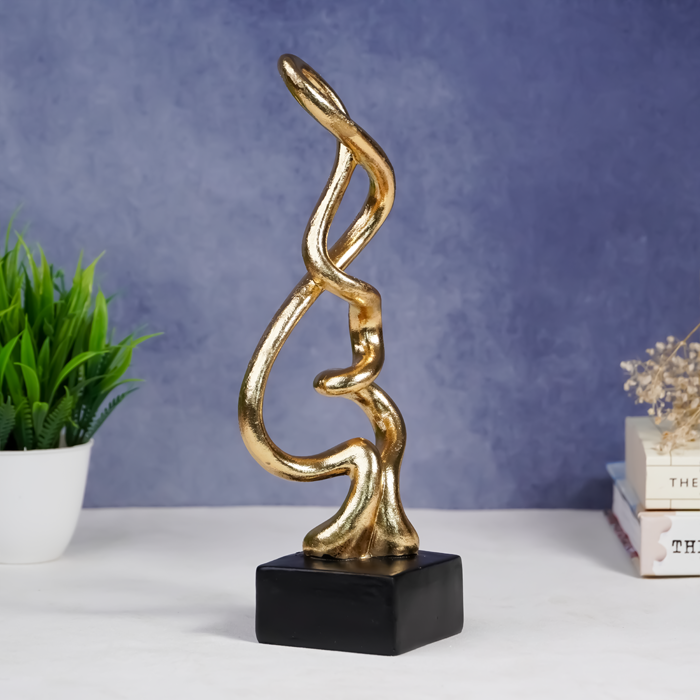 Gold Abstract Twist Sculpture - Unique Modern Art Decor