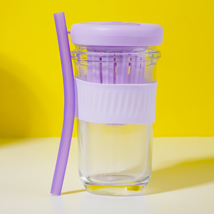 Violet Silicone Grip Sipper with Infuser