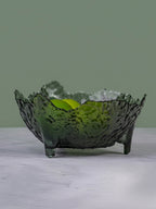 Textured Black Glass Bowl with Pedestal Base