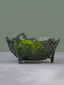 Textured Black Glass Bowl with Pedestal Base