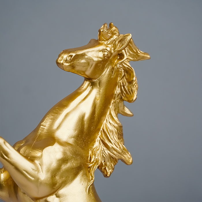 Gold Rearing Horse Sculpture