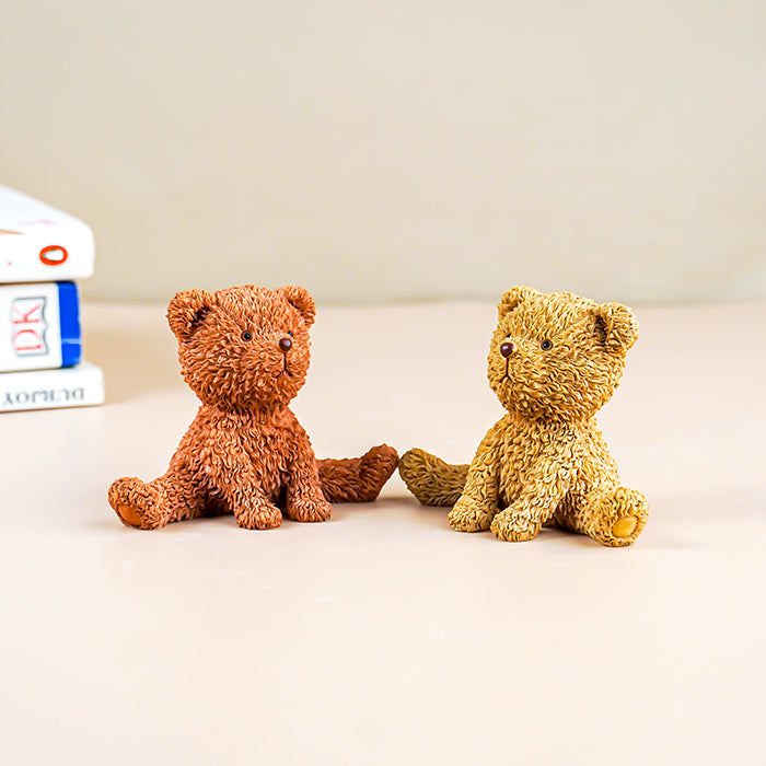 Brown and Yellow Sitting Teddy Bear | Set of 2