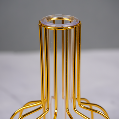 Gold Wire Frame Glass Vase - Geometric Design