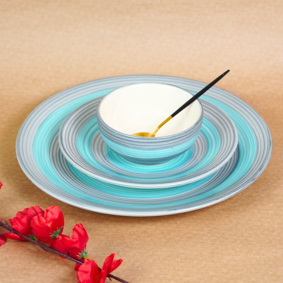 Ceramic Pastel Harmony Circles Dinner Set (Set of 18)