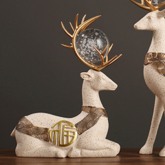 2Pcs White Modern Deer Resin Figurines for Home Décor